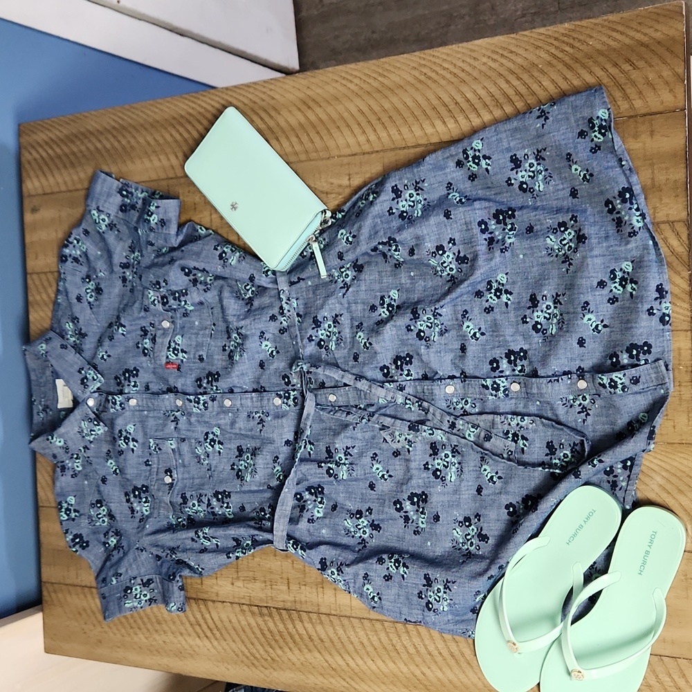 Floral Denim Shirt Dress
